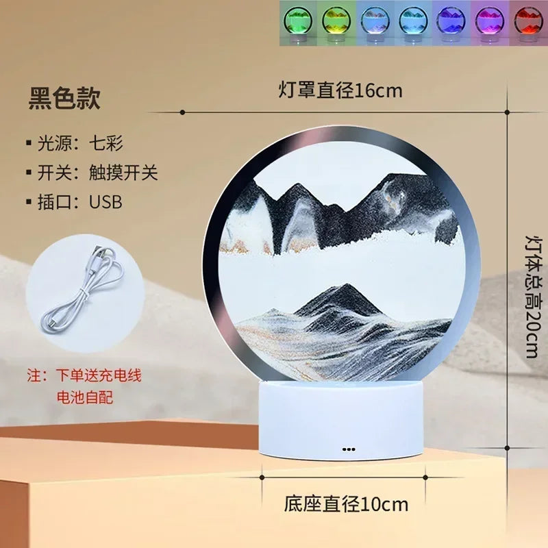LED RGB Hourglass Light 16 Colors 3D Sandscape Lamp
