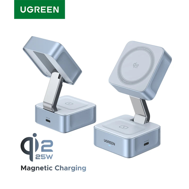 UGREEN Qi2 25W 15W Magnetic 2-in-1 Wireless Charger Stand
