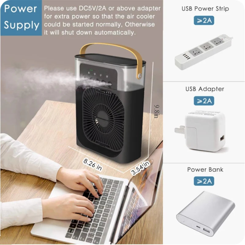 Summer Cooling Fan 3 In 1 Portable Desktop Humidifier